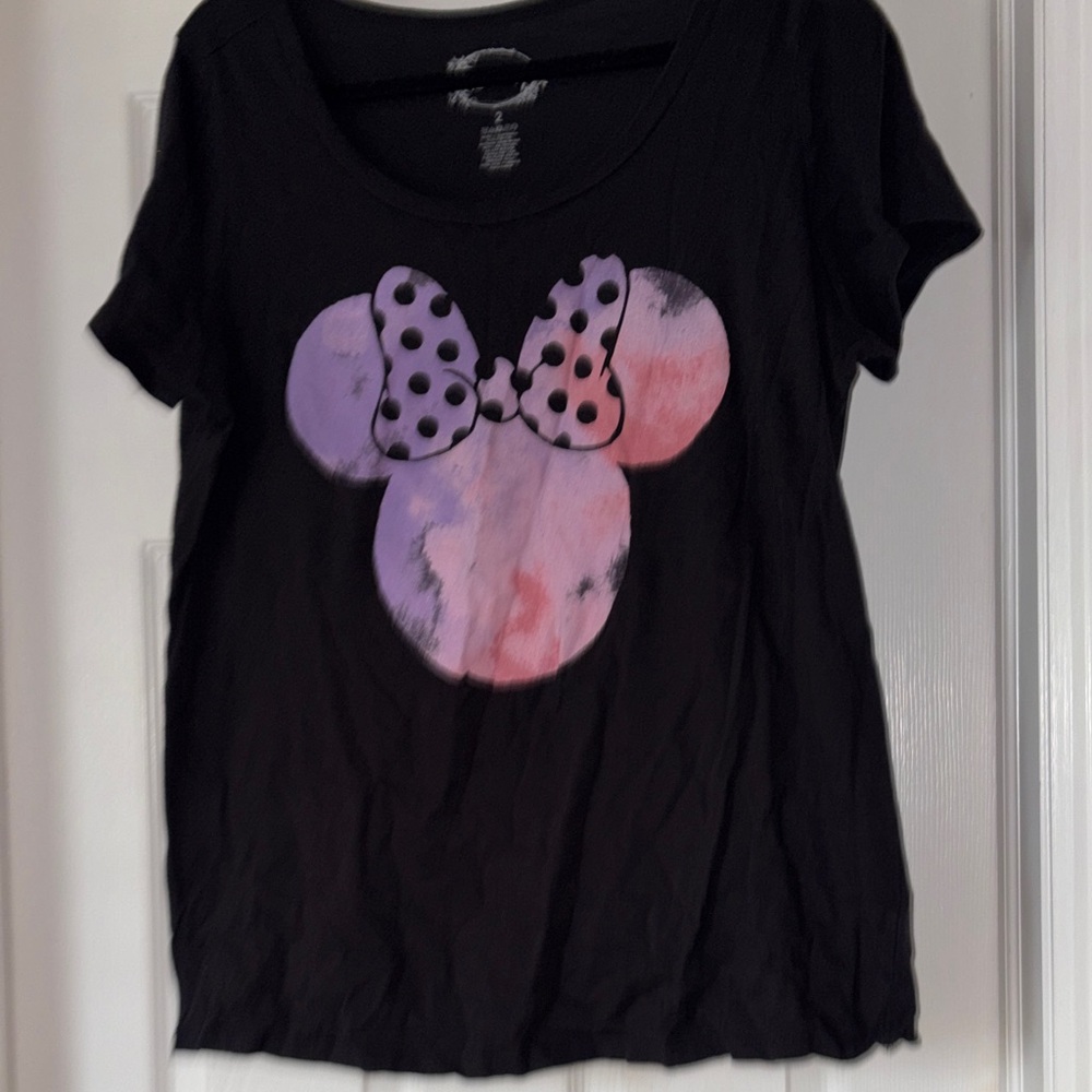 Disney Black Tee with Purple and Pink Graphic